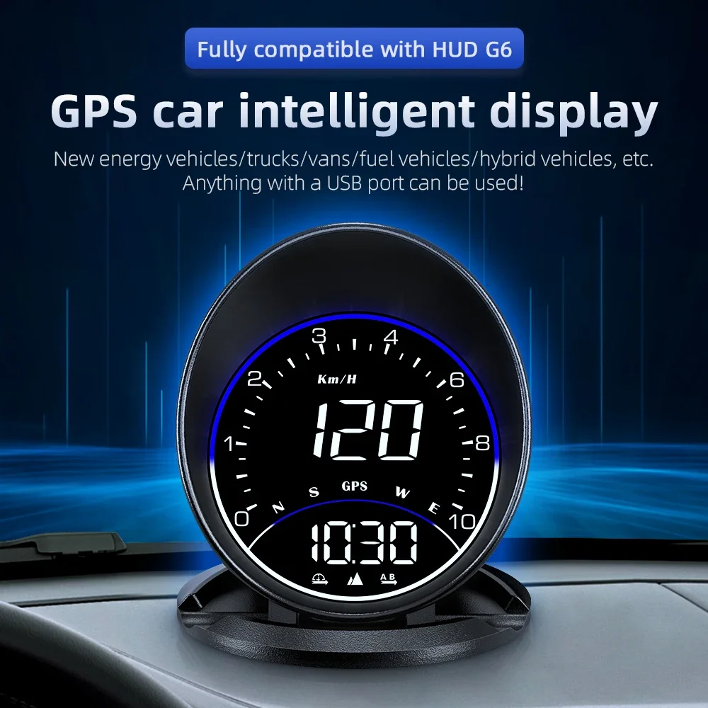 

2025 New GPS Car Intelligent Display Fully Compatible with HUD G6 Head Up Display Accurate Vehicle Speed Mileage Smart Monitor D