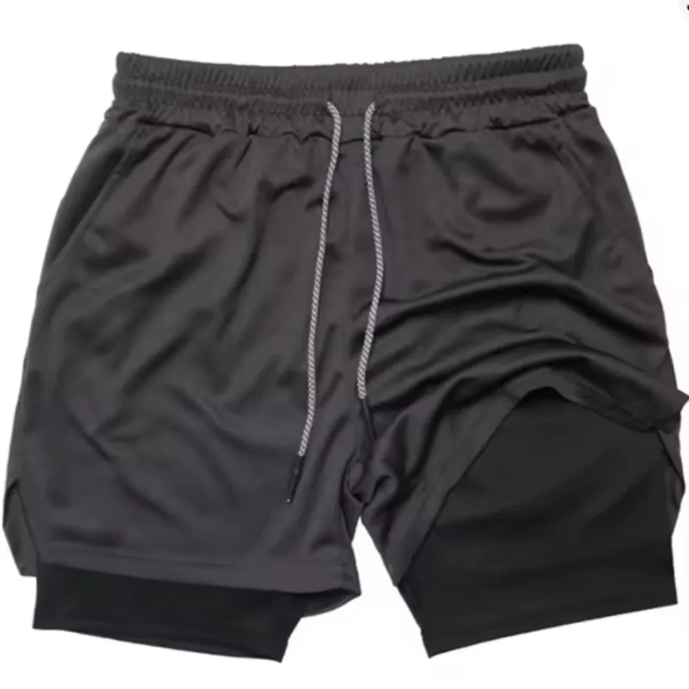

Quick Dry Running Shorts Double Layer Breathable Training Shorts Elastic Mobile Phone Pocket Sports Shorts Sports Training