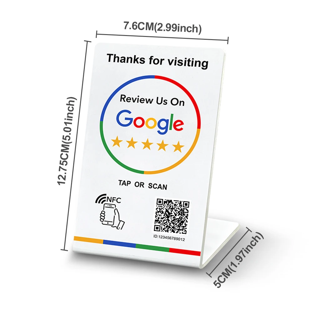 nfc google qr code stand 13.56Mhz Programmable review google nfc and qr Card NFC station table Compatible google review card - Image 2