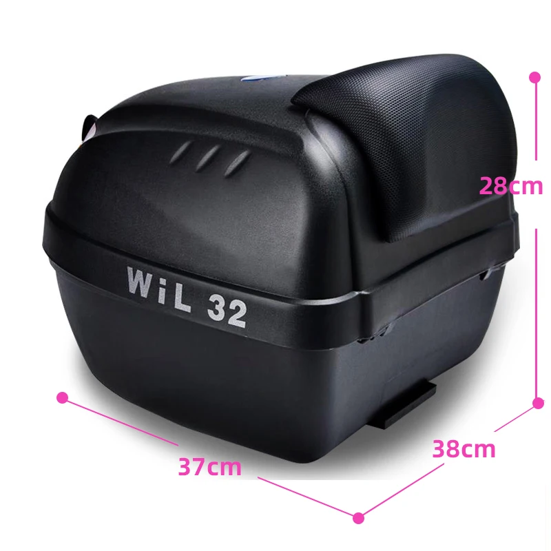 Durable 28L Motorcycle Cushion Tour Tail Box  Motorcycle Luggage Box Top Case with 2 Keys Multifunctional Scooter Luggage