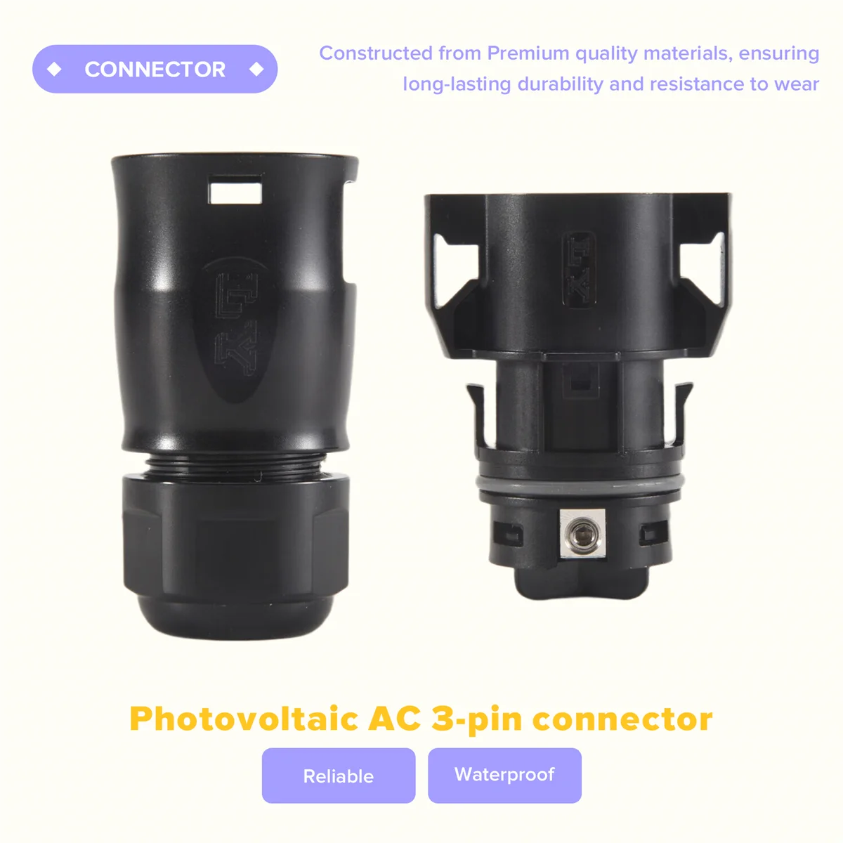 

【В наличии】 Водонепроницаемая вилка солнечного фотоэлектрического разъема IP68 4000 В 40 А для панели солнечной фотоэлектрической системы Комплект параллельной защиты LY01-мама