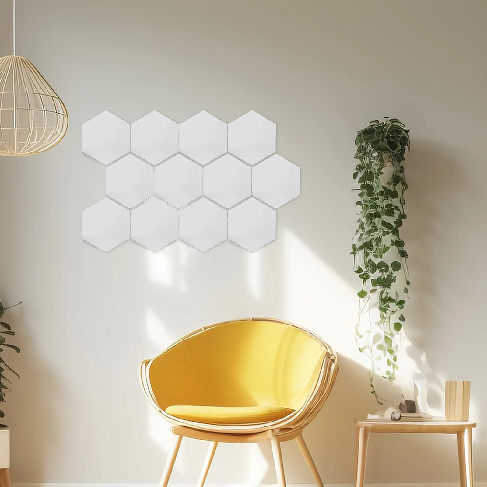 

Hexagonal Acrylic Mirror Wall Sticker Self Adhesive Wall Decal Decorative Mirror Tiles For Living Room Bedroom Bathroom 12Pcs