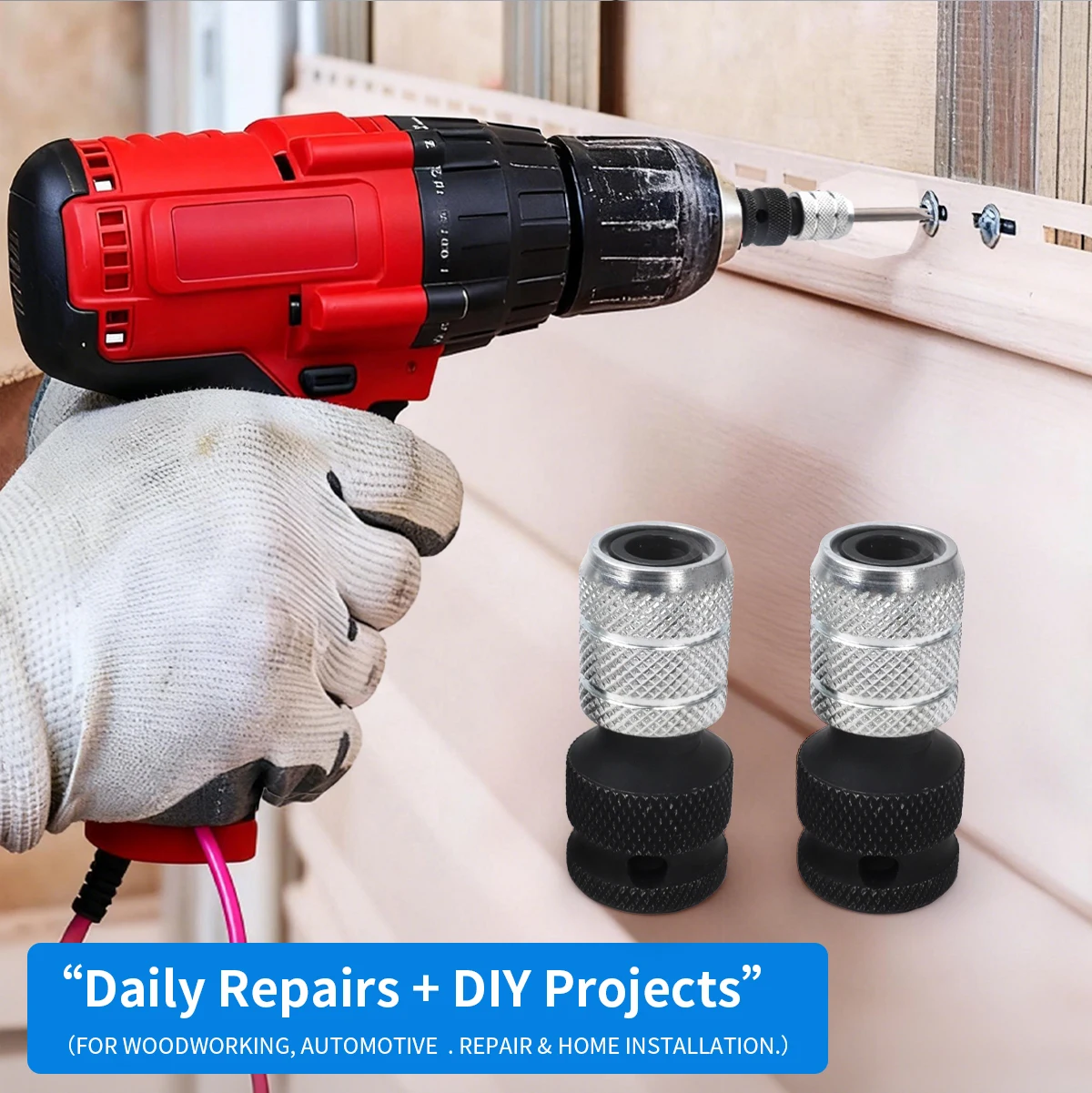 1pc Electric Wrench 1/2 Square Drive To 1/4 Hex Socket Female Adapter Spanner Chuck Converter Impact Air Extended Pneumatic Tool
