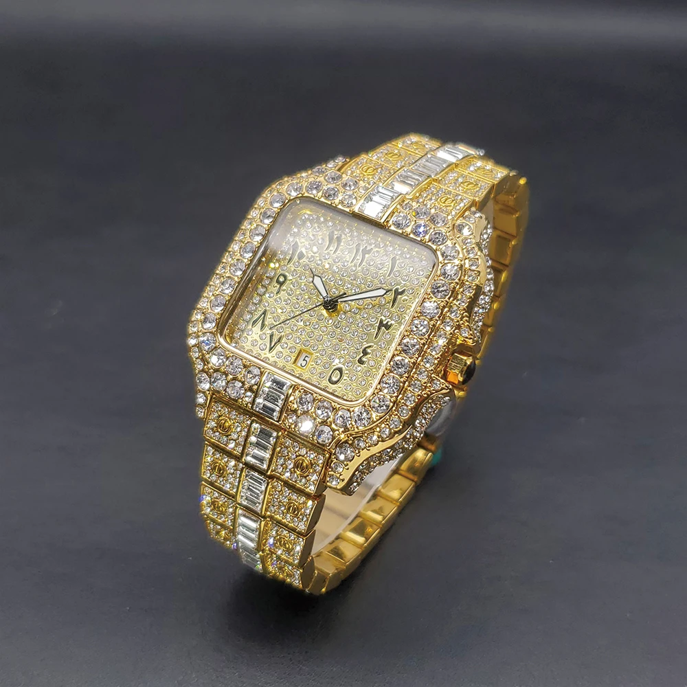 Orologi da uomo in oro di alta qualità Top Brand Luxury Full Diamond Bling orologio da polso Fashion Ice Out orologio maschile in acciaio inossidabile regalo