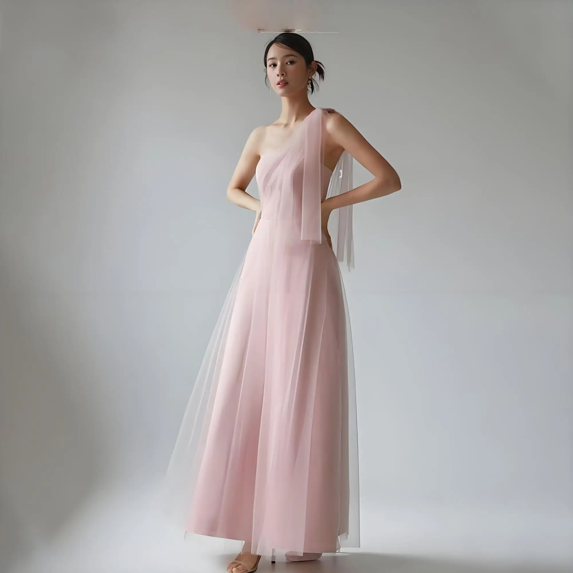 

Beshinel Customized Pink One Shoulder Wedding Party Dresses Fairy Adjustable Straps Prom Gowns 2025 Female Vestidos De Fiesta