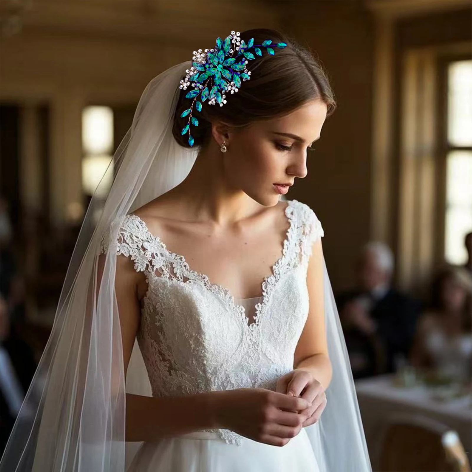 Roter Kristall-Haarkamm für Damen, Abschlussball, Party, Perlen-Haarkamm, Clip, Stirnband, Braut, Hochzeit, Haarschmuck, Schmuck, Haarnadel, Kamm – Detail 2