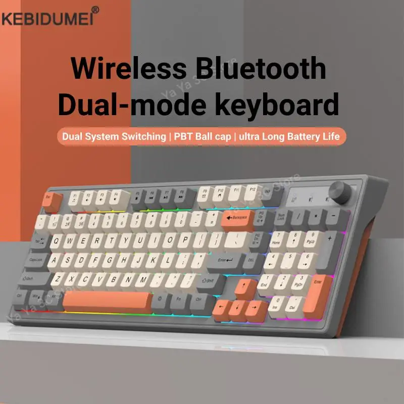 

Wireless Gaming Mechanical Keyboard 2.4GHz Bluetooth Dual Mode Keyboard 98 keys RGB Light for Gamer Tablet Computer work