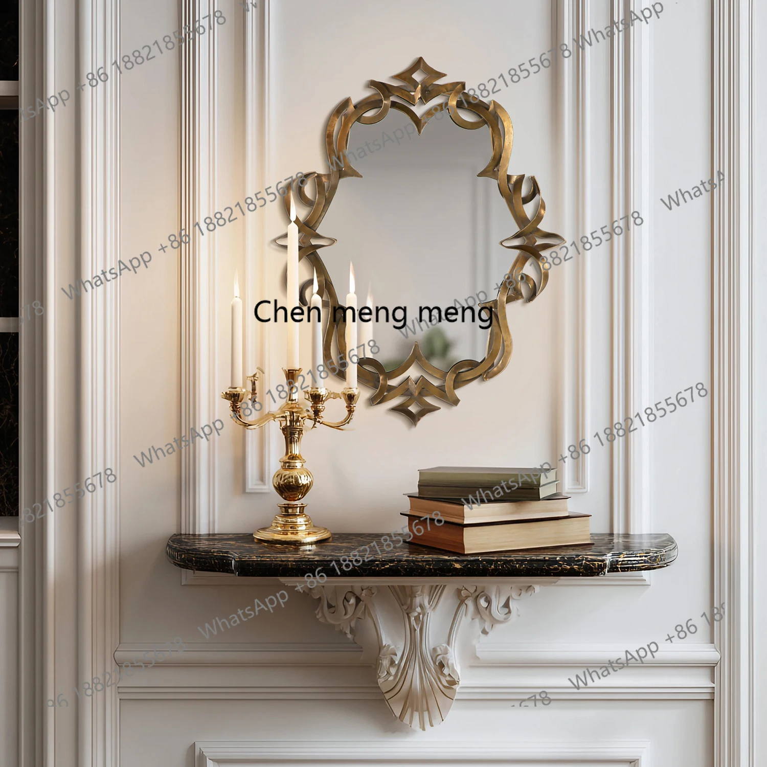 European retro vanity mirror, bedroom vertical decoration, exquisite carved living room enigma mirror