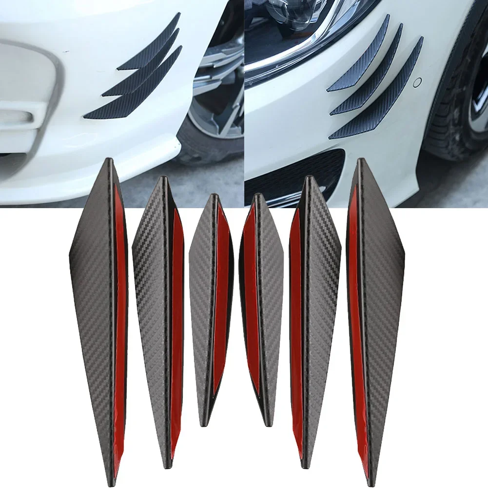 4/6PCS Car Front Bumper Lip Decoration Diffuser Splitter Fins Body Spoiler Canards Valence Chin Car Tuning Canard Decor