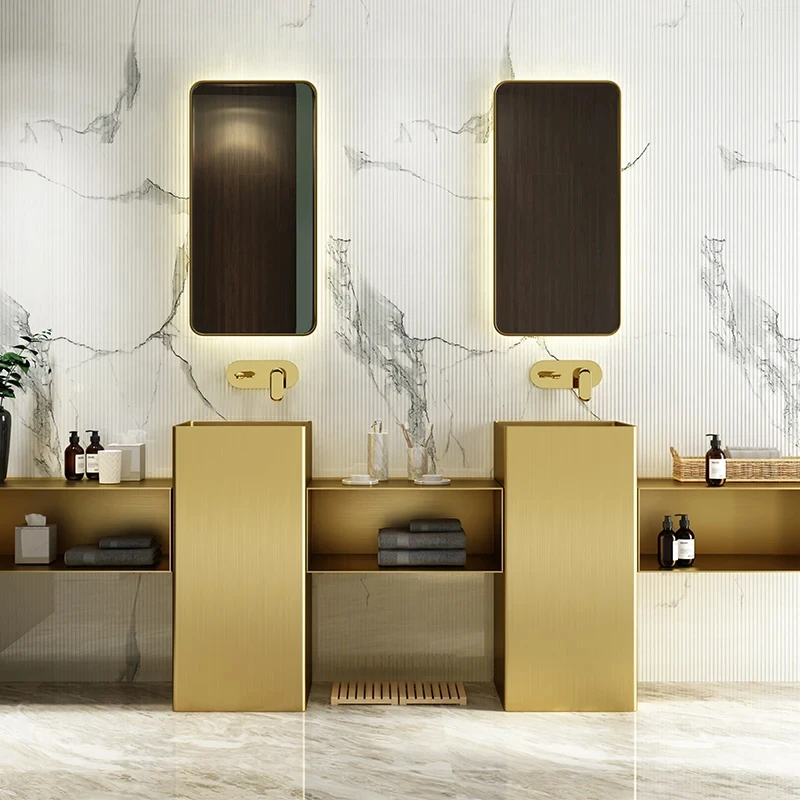 Golden Bar Wash Basin Hotel Integrated Floor-Standing Pedestal Basin Face Washing Inter-Platform Basin YX456TB