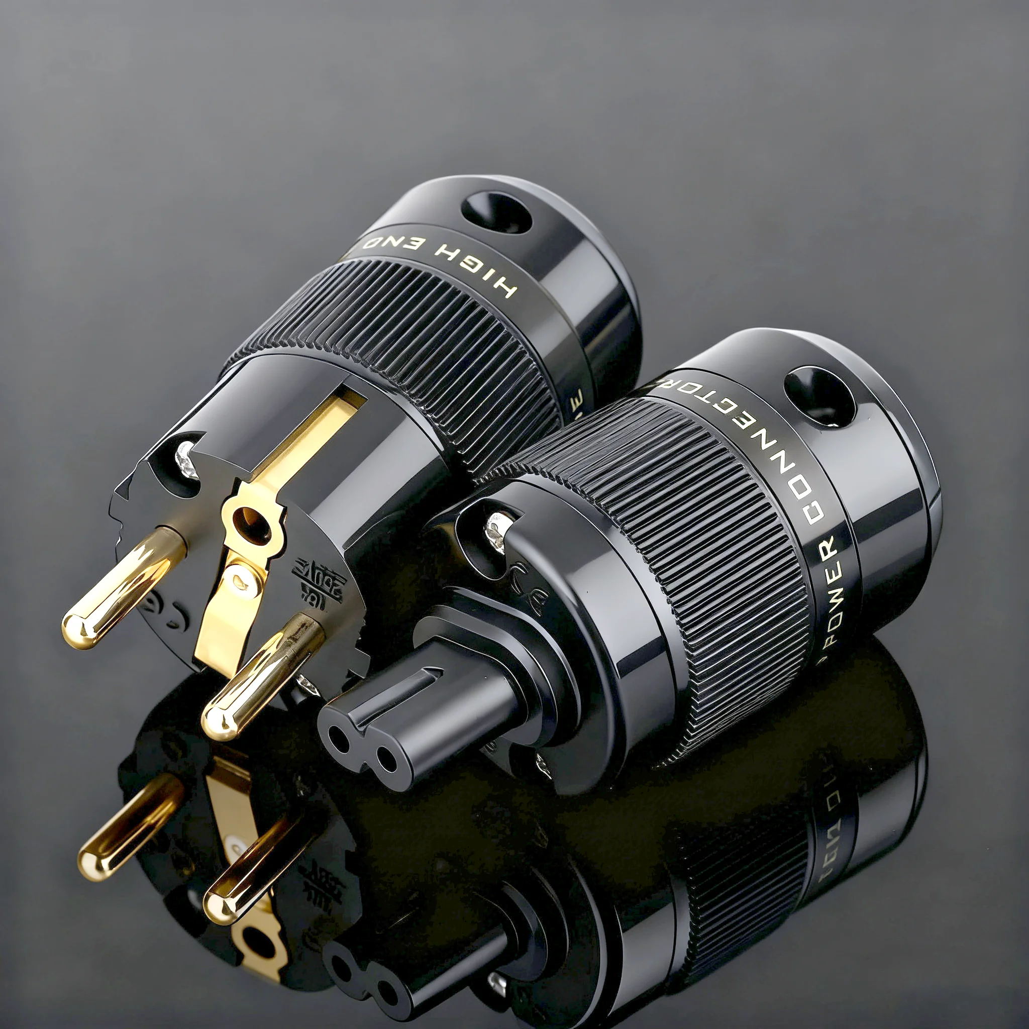 

Pair Figure 8 C7 Power Plug Rhodium Plated EU/US hifi Audio speaker amplifier Electrical AC Power cord IEC Plug socket connector