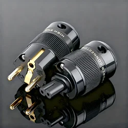 Pair Figure 8 C7 Power Plug Rhodium Plated EU/US hifi Audio speaker amplifier Electrical AC Power cord IEC Plug socket connector