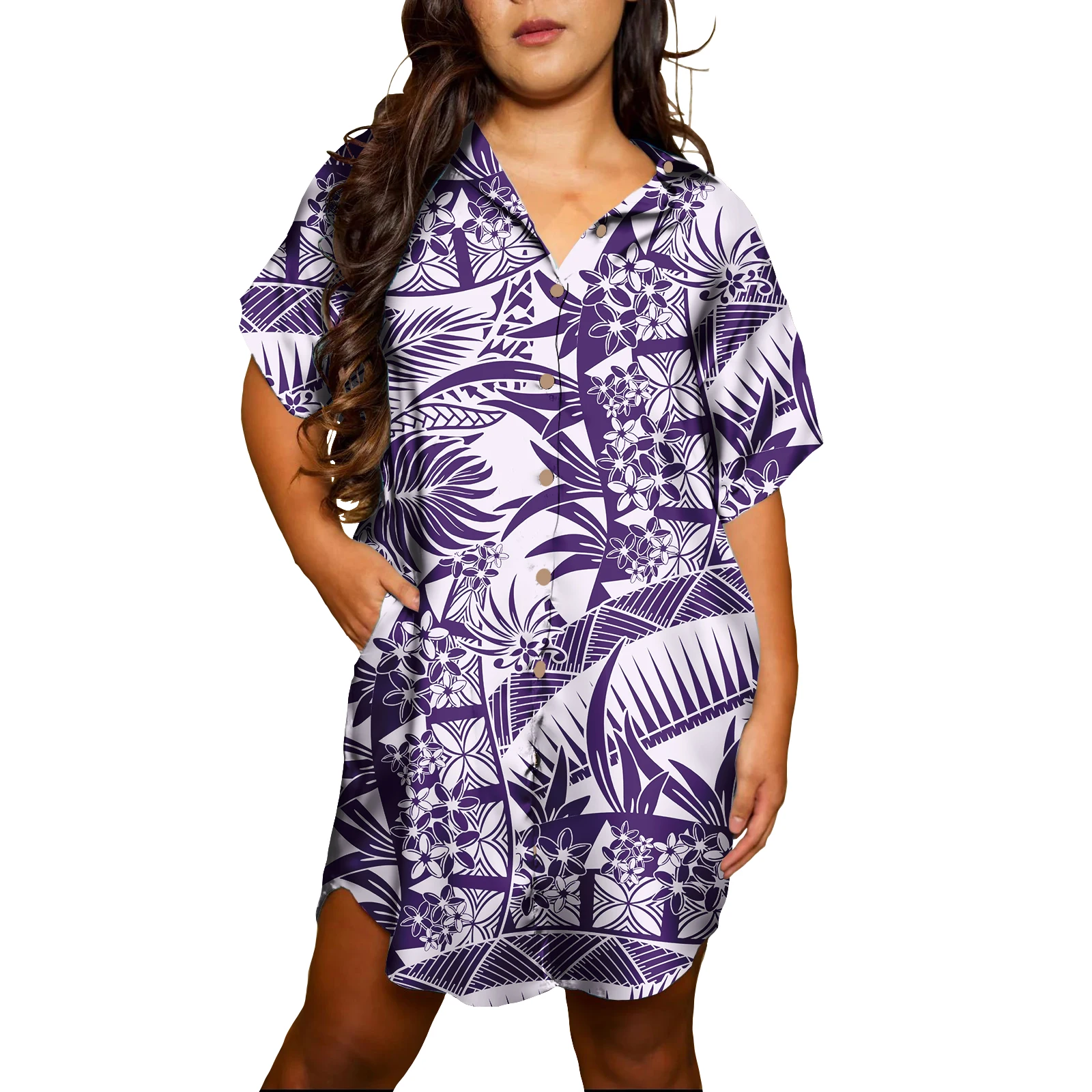 Dresses for Women Polynesian Tribal Samoan Tapa Flower Print Samoan Puletasi Elegant Ethnic Style Dresses