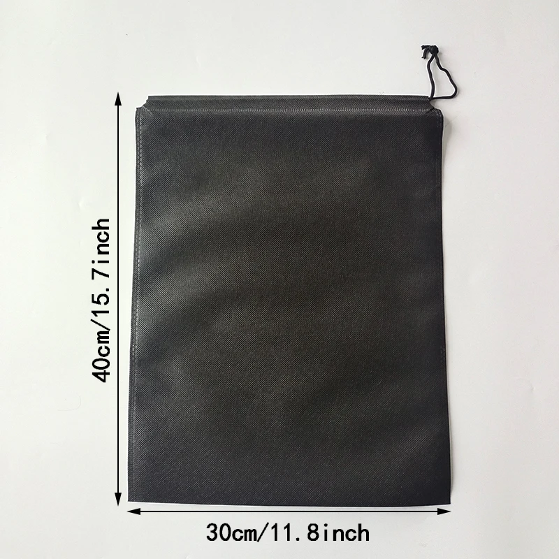 5Pcs/Set Shoes Storage Bags 30x40cm Travel Non-woven Fabric Dirty Clothes Black Storage Portable Tote Drawstring Dust Proof Bag