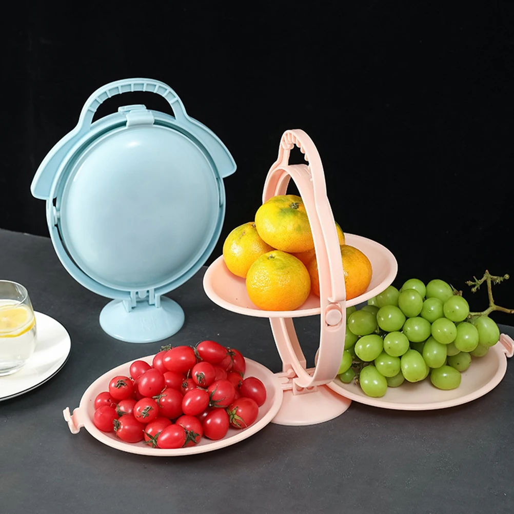 

3Pcs Foldable Dessert St Smiling 3Layers Cake Tray Fruit Plate Party Trays Tea Party Plates Snack Display Shelf Reusable Clean