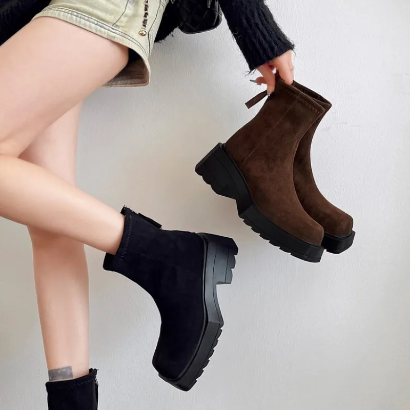 

Women's Platform Shoes Winter High Quality Slip-on Snow Boots Daily Boots Hot Sale Round Toe Ankle Boots Women Hot Sale Round