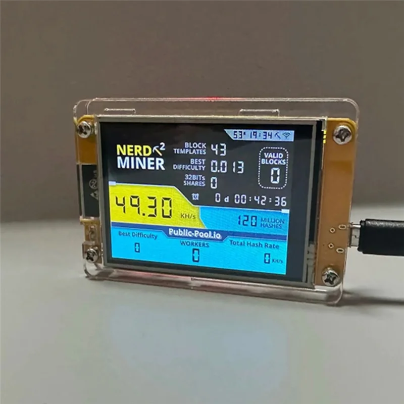 

A42Z-Nerdminer V2 2.8 Inch Display BTC Solo Lottery Nerd Miner 56KH/S Crypto Bitcoin Miner Solo Mining Machine