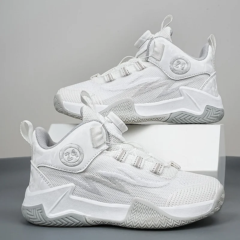 

Hot-selling brand boys' basketball shoes, children's sports shoes, thick-soled anti-slip breathable girls' basketball shoes.