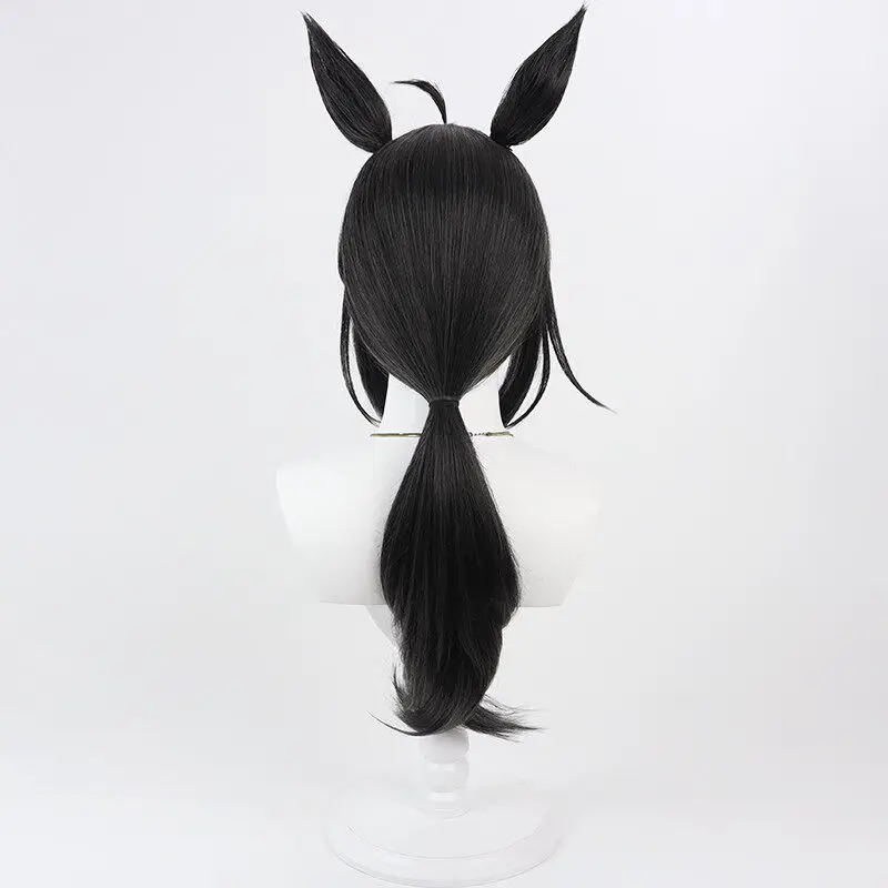 Logotype Cosplay Wig Uma Musume Pretty Derby black Long Heat Resistant Synthetic Hair Halloween Party Role Play + Free Wig Cap view 4
