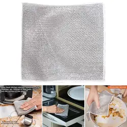 Kitchen Steel Wool Rag Reusable Steel Wool Dishcloth Quick Drying Oil-proof Scrubber for Kitchen Pot Pan Bowl Lint Free Hollow