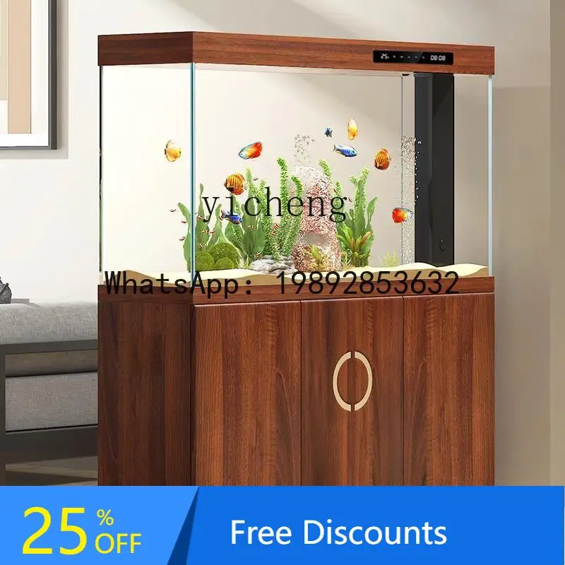 

ultra-white glass goldfish tank living room floor to wall household aluminum alloy large ecological bottom filter aquarium