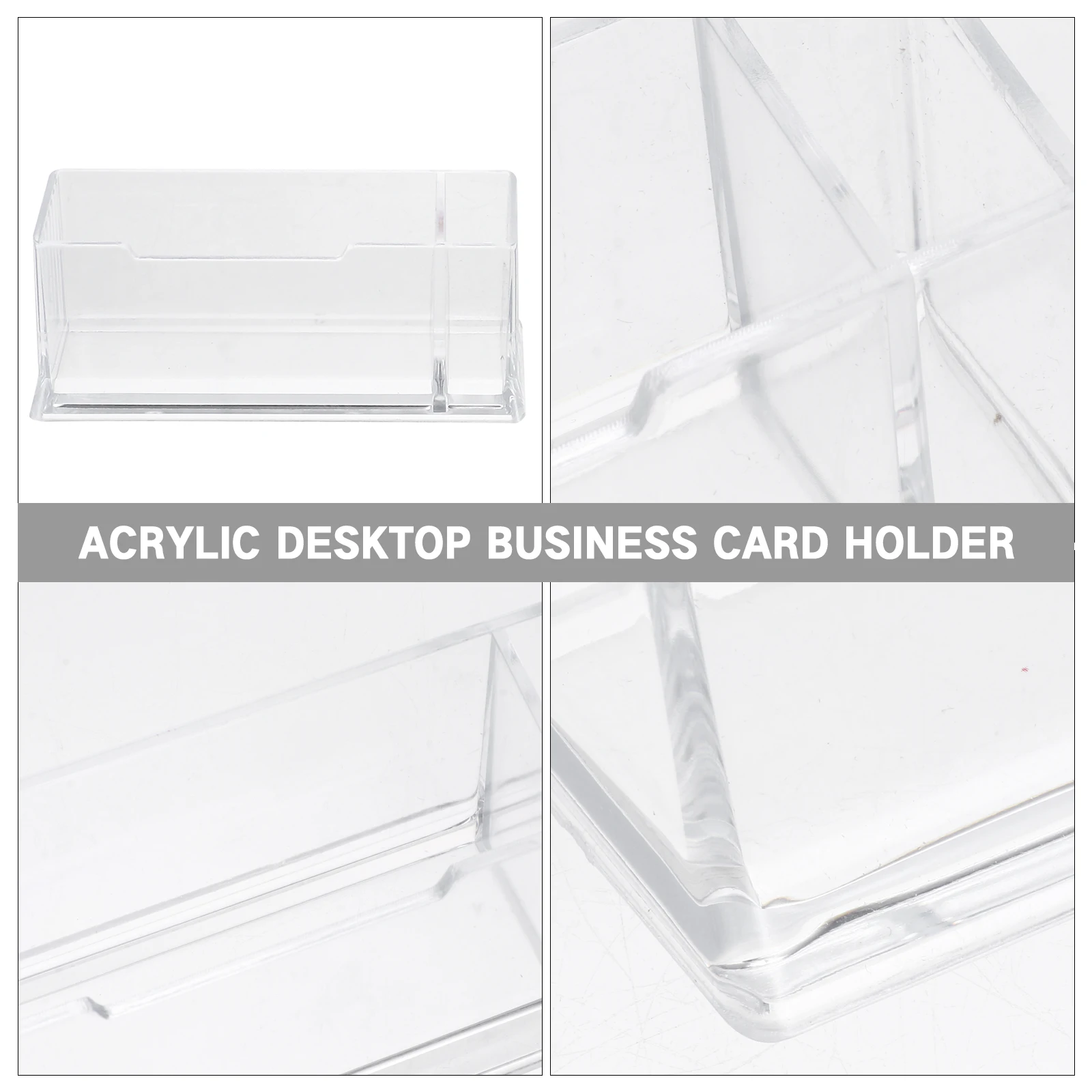 

4 Pcs Transparent Acrylic Business Card Holder Desk ganizer Storage Box for Snacks Tea Pens Simple Compact Design Clear ID Case