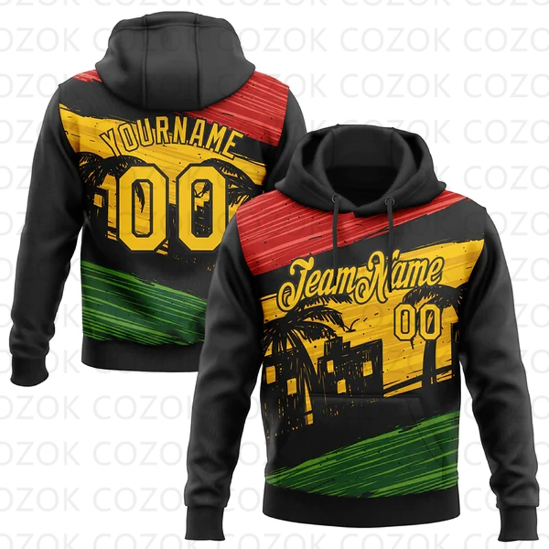 Customized Hoodie Black Yellow Red pattern Color Jersey 3D Printed  Unisex Pullovers Hoodie Casual Sweatshirts