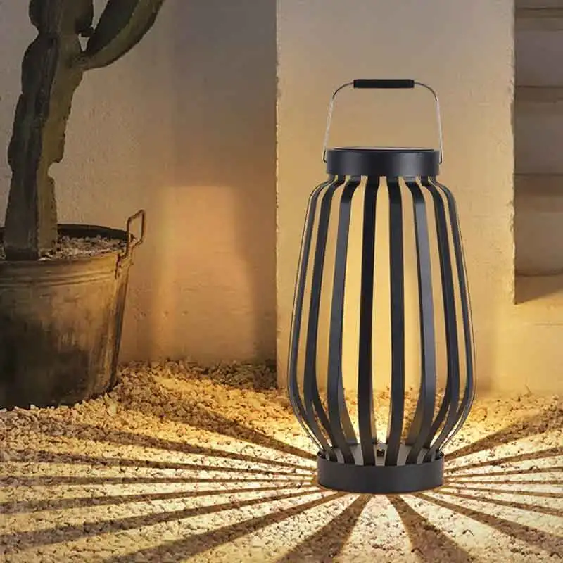 Solar Powered Courtyard Iron Lantern Antique Chinese Style Homestay Decoration Garden Lawn Landscape Light