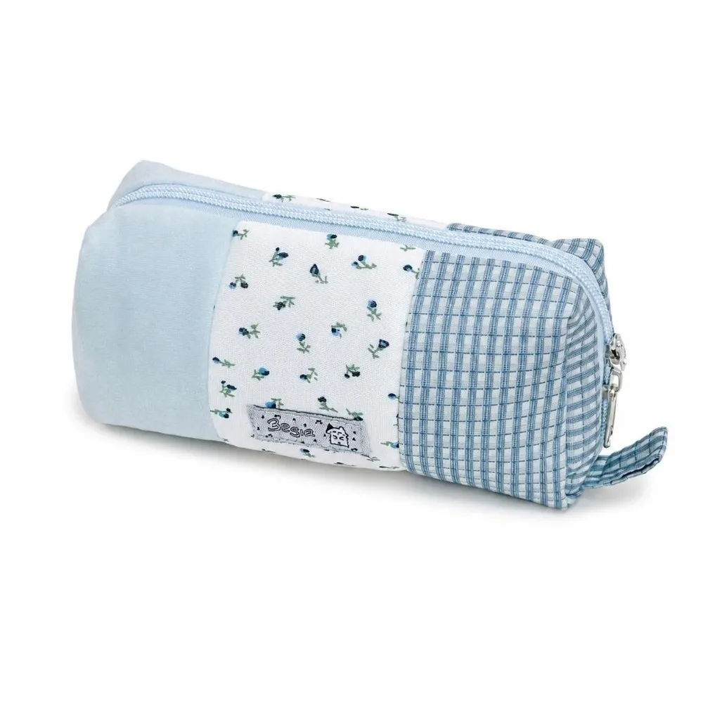 Durable Patchwork Pencil Case Floral Plaid Splicing Large Capacity Pen Bag Stationery Storage Bag School Supplies