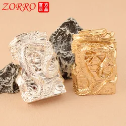 ZORRO Metal Heavy Armor Relief Dragon Kerosene Lighter Classic Grinding Wheel Ignite Retro Collection Windproof Lighters Smoking