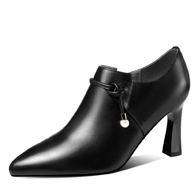 Botas femininas moda feminina de alta qualidade marrom salto stiletto tornozelo botas senhora casual preto couro patente sapatos outono 2025