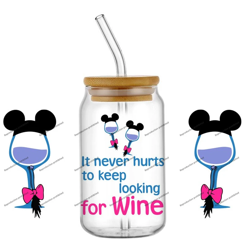 Personalized cartoon cup design easy peel waterproof DIY Decals 3D transfers stickers for 16oz Libbey Glasses Homecoming Gift