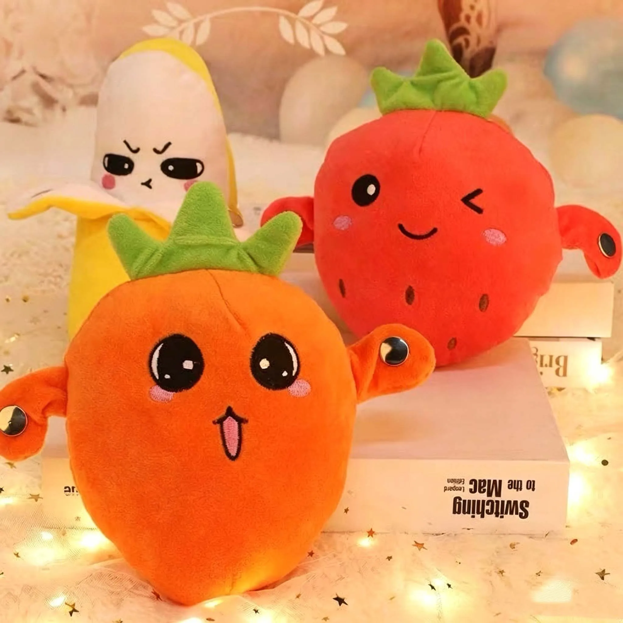 New pretty Interactive Musical Toy Sensing Beat Plush Toys Fruit Musical Dooll Pear Fruit Sensing Beat Piano Orange Plush Toy