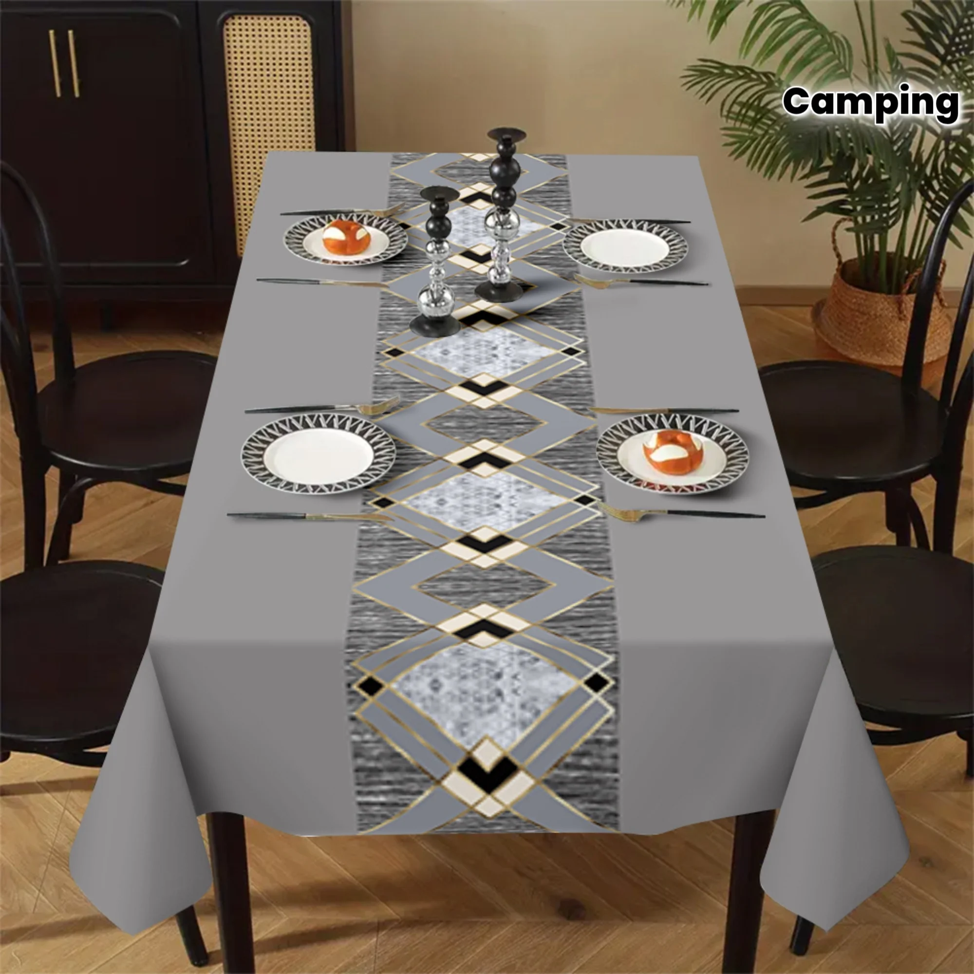 Mantel Estampado Gris Claro Fácil de Usar para Picnics, Campamentos, Bodas, Fiestas, Festivales, Decoración Retro para el Hogar, Decoración para Mesa de Comedor