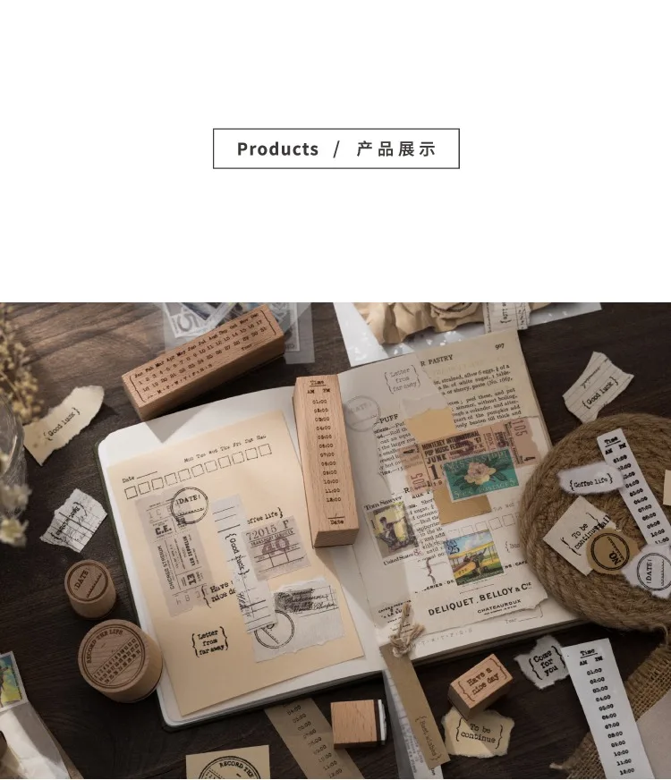 Holzstempel, Monatskalender, Zeitschnur für die tägliche Anwesenheit, Junk-Journal, Tagebuch, Dekoration, DIY-Siegel, Scrapbooking und Basteln – Detail 11