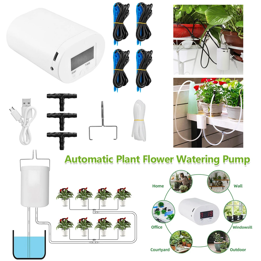 

Home Sprinkler Drip Irrigation Device 2/8/16 Heads Pump Self-Watering Kit Automatic Timer Waterers Drip Irrigation Garden Tool