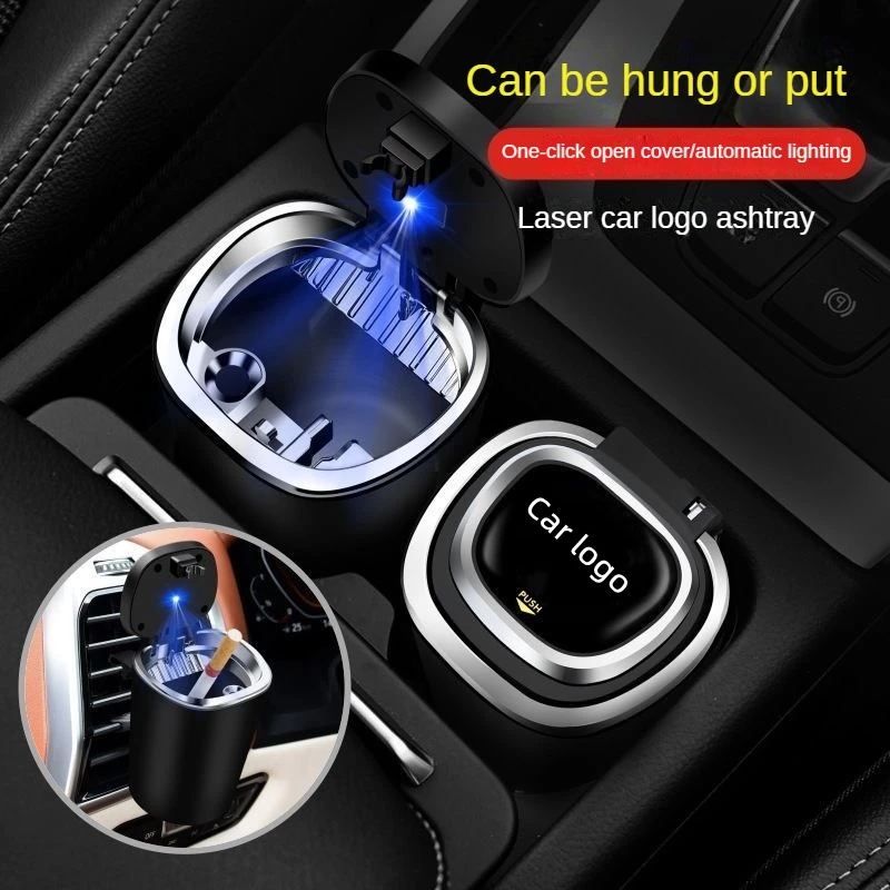 Car ashtray Multi-functional creative inside the car with ashtray one button open cover with light general auto accessories