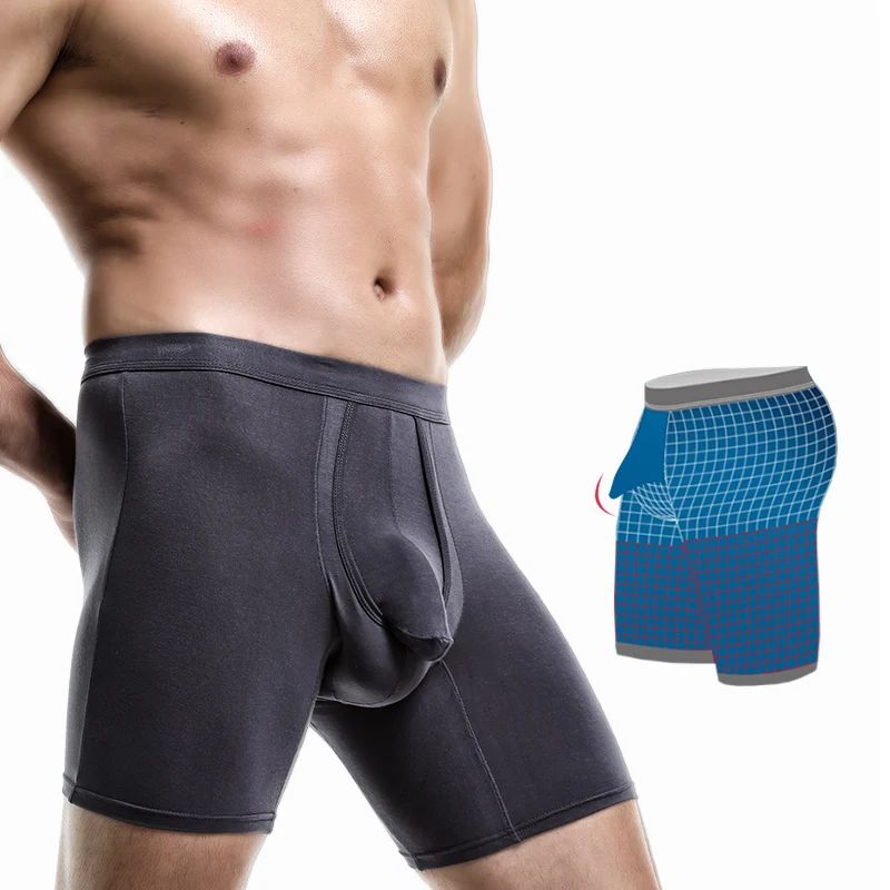 ملابس داخلية رياضية ممتدة للرجال، أربعة زوايا مضادة للساق، سراويل كبيرة قابلة للتنفس للجري #3