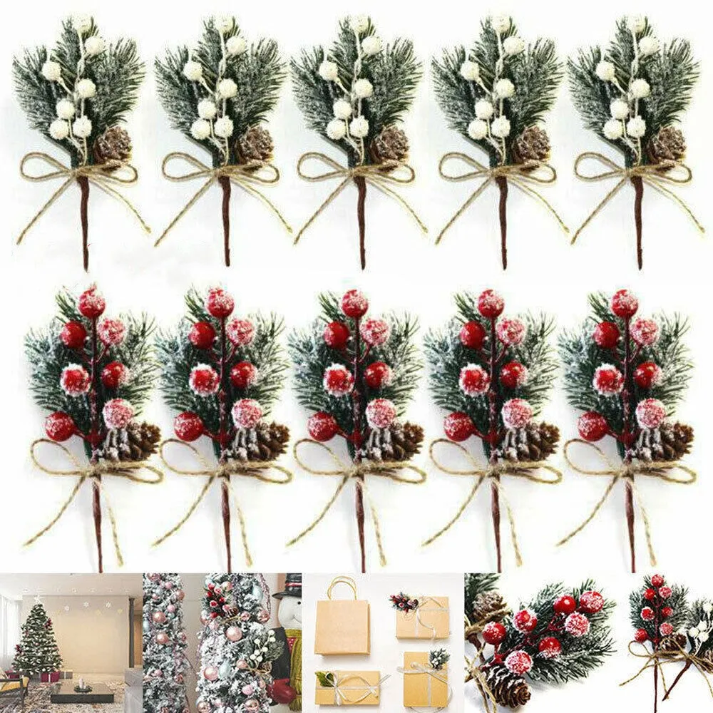 Christmas Berry Artificial Pine Cone Christmas Decoration Simulation Fake Flower Pine Tree Branch Diy Home Party Wedding Decor