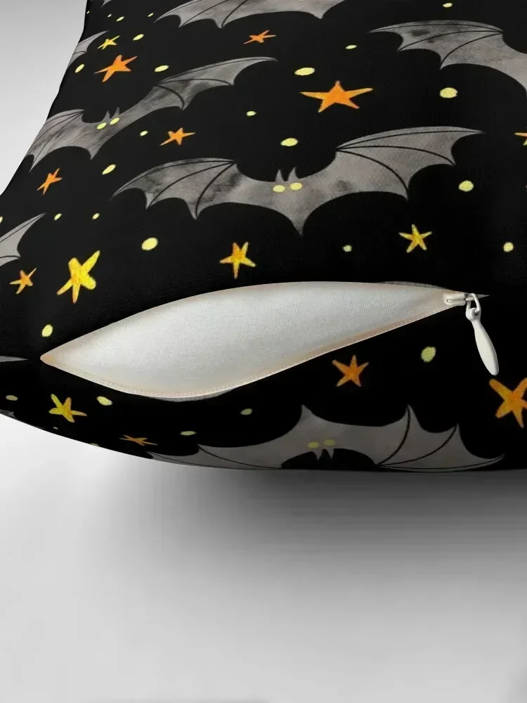 Watercolor Bats Grey with Yellow Stars Throw Pillow christmas decorations for home 2025 Pillowcases Sofa Cushion Anime pillow