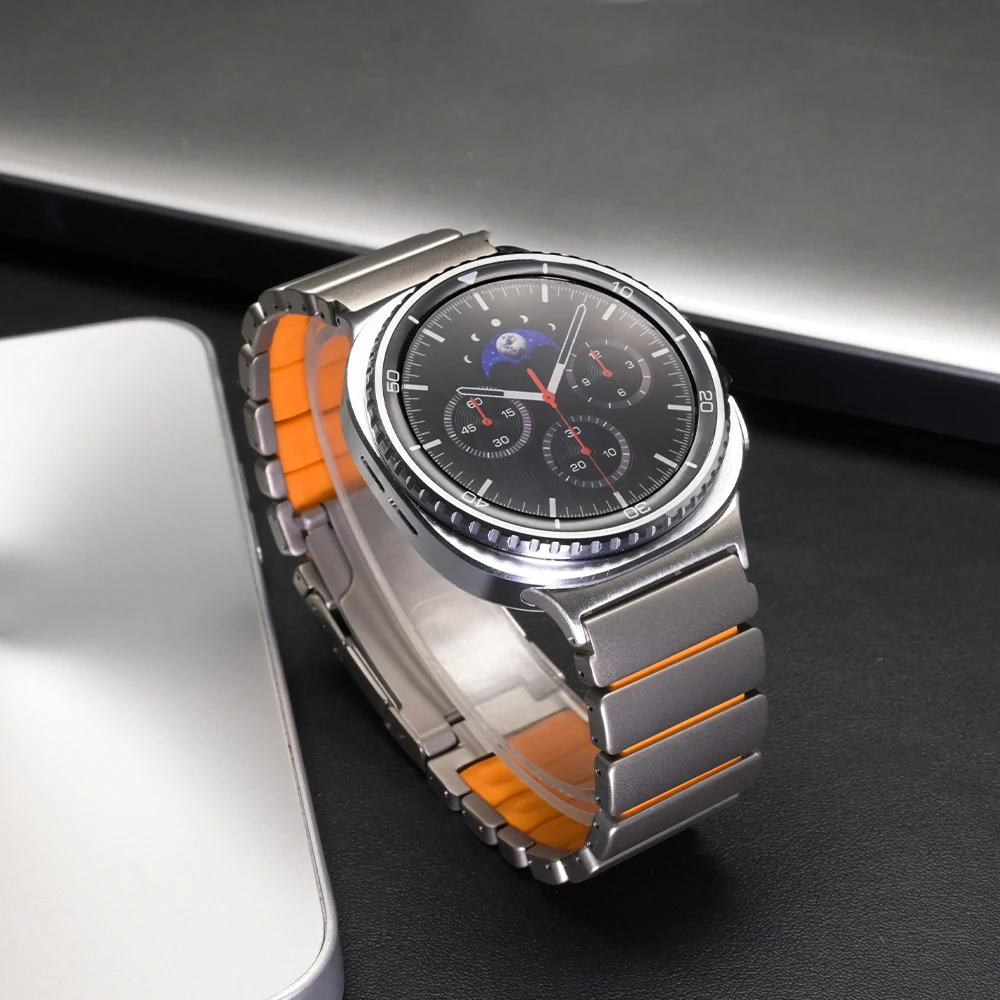 سوار تيتانيوم فاخر لساعة سامسونج جالاكسي الترا 2025 47 ملم حزام معصم مطاطي للرجال لساعة جالاكسي 8 كلاسيك 46 ملم 8 44 ملم 40 ملم #3