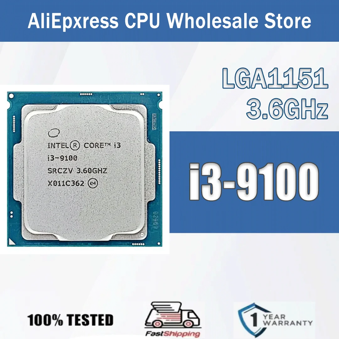 Intel Core i3-9100 3,6 GHz Quad-Core Quad-Thread i3 9100 65W 6M Computadora CPU Procesador Servidor Paquete LGA 1151