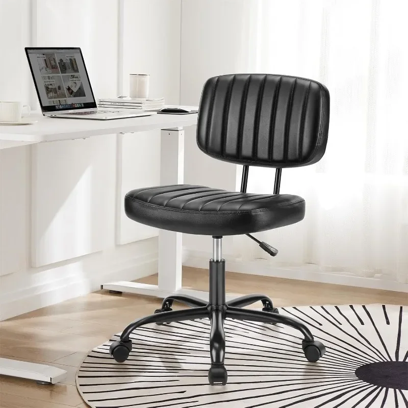 

DUMOS Armless Home Office Chair Ergonomic Desk with Comfy Low Back Lumbar Support, Height Adjustable PU Leather Computer Task