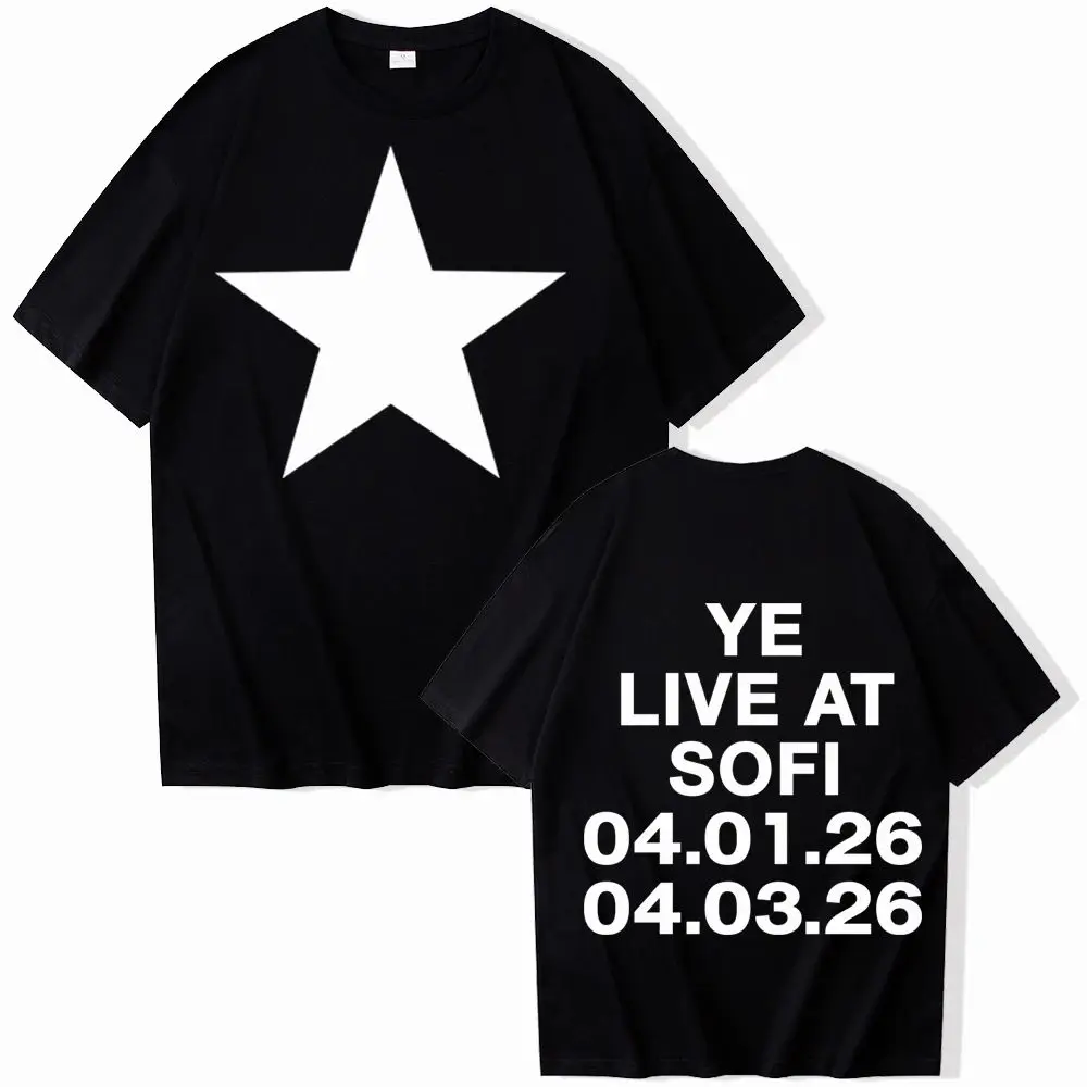 Y2k Hip Pop T Shirts Bully Kanye West Ye Live At Sofi T-shirt Harajuku Short Sleeve O-neck Casual Loose Print Streetwear Unisex