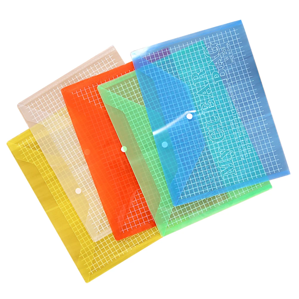 

12pcs A4 Button File Holder Transparent Document Organizer Waterproof Pp Folder Storage For Office Lightweight