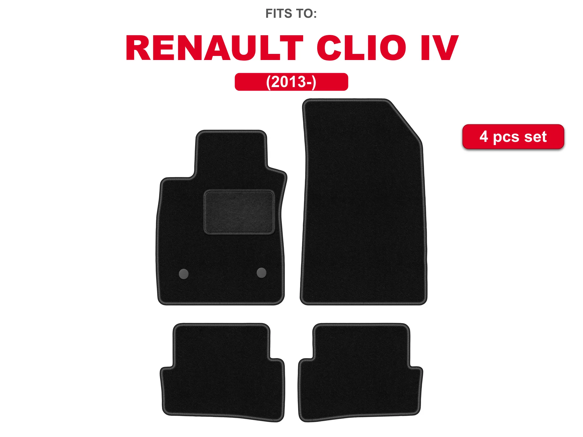 Auto velour matten voor: Renault Clio IV 2013-zwarte auto bijpassende automattenset