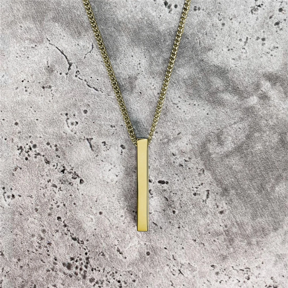 

Simple Silver Stainless steel Gold Cool style Hip-hop Rectangle necklace Necklace for men Jewelry accessories Sweater chain