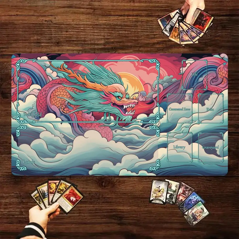

Magic Card Playmat with zone Ukiyo-e colorful dragon MTG playmat gathering gaming mats Desk Mat Commander Battle playmat