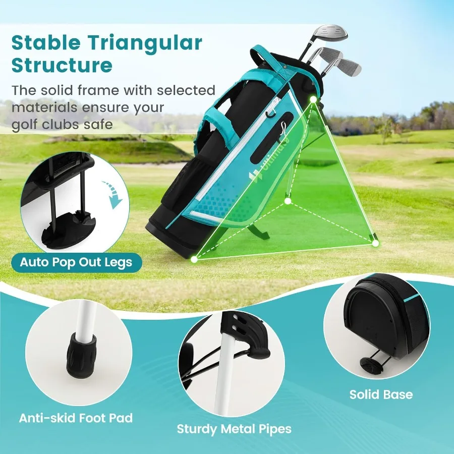 اليد اليمنى جونيور مجموعة نادي الغولف الكاملة لعمر 57 مع 205CC 3 الممر الخشب 7 و S مكاوي مضرب غطاء رأس المطر هود جولف St #5