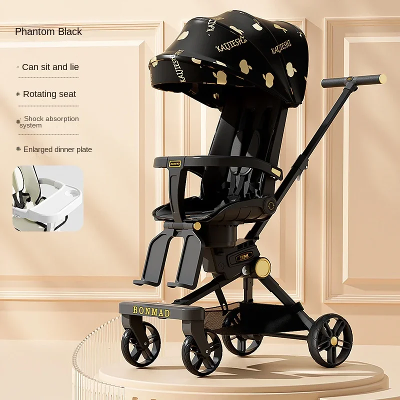 High Landscape Stroller Lightweight Folding Newborn Stroller Two-way Seat Adjustable Four-wheel Shock Absorption Baby Stroller